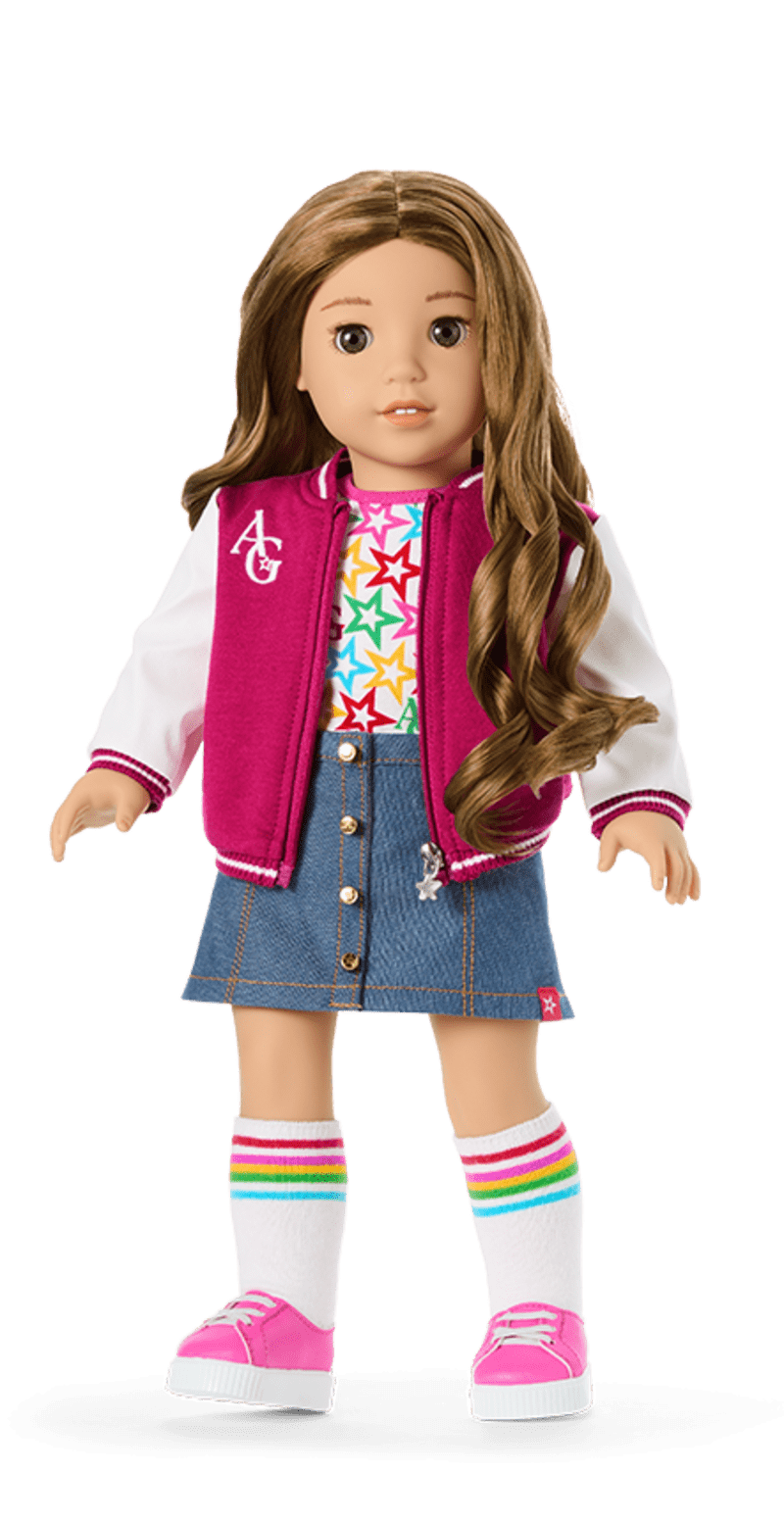 Truly Me™ 18-inch Doll #118 with curly caramel hair