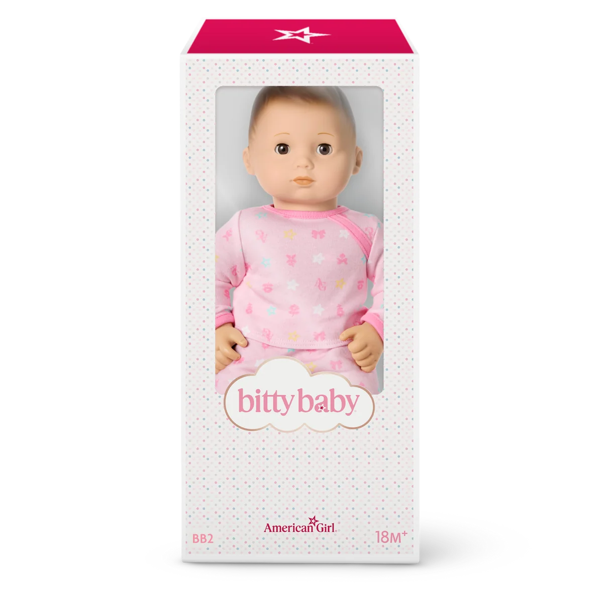 Bitty Baby® Doll #2 with brown hair in Pastel Pink