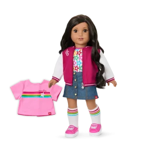 Truly Me™ 18-inch Doll #108 with curly black-brown hair