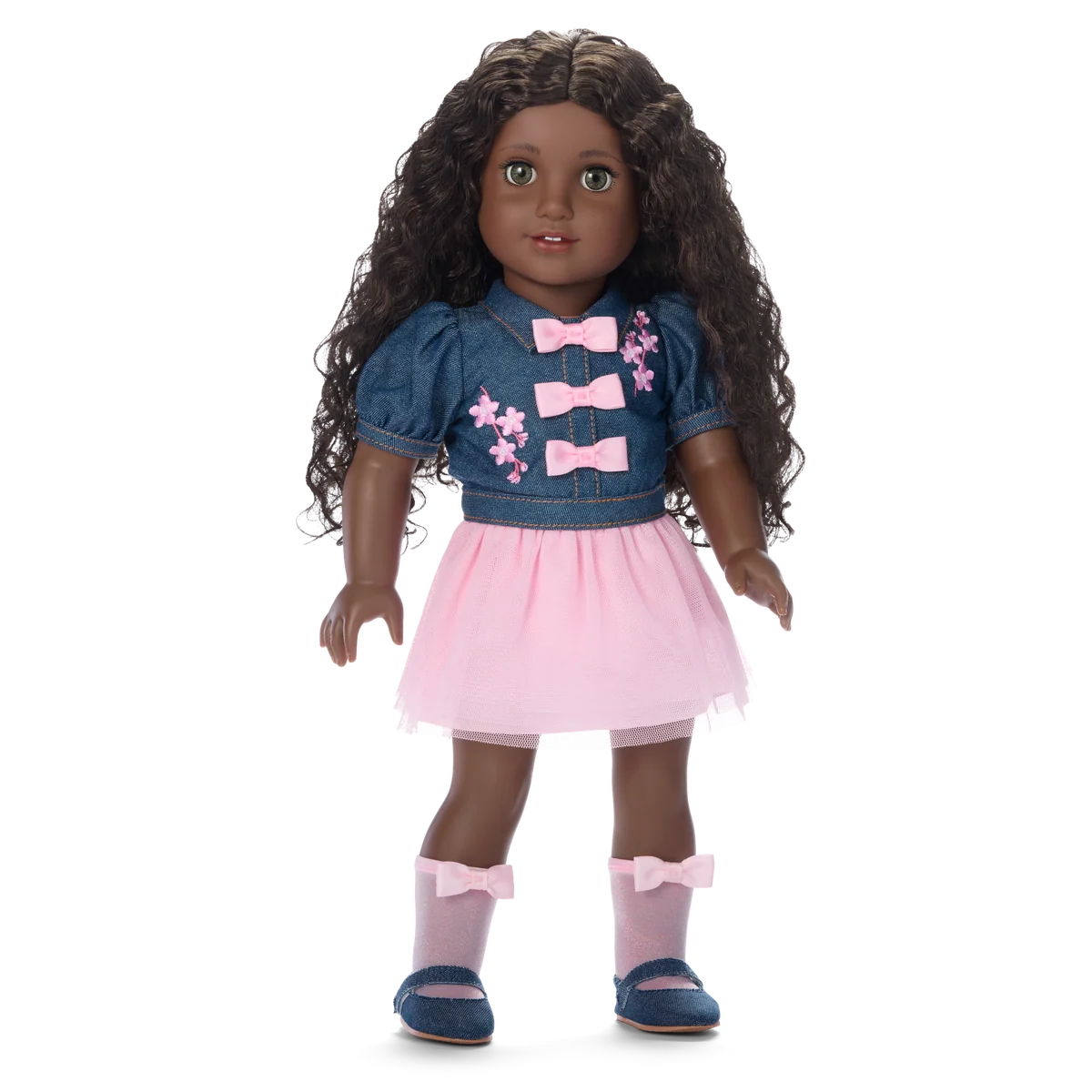 AG™ x Harlem’s Fashion Row Cherry Blossom Couture Buttoned-Up Bows Top & Skirt for 18-inch Dolls