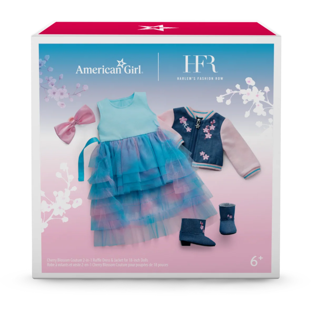 AG™ x Harlem’s Fashion Row Cherry Blossom Couture 2-in-1 Ruffle Dress & Jacket for 18-inch Dolls