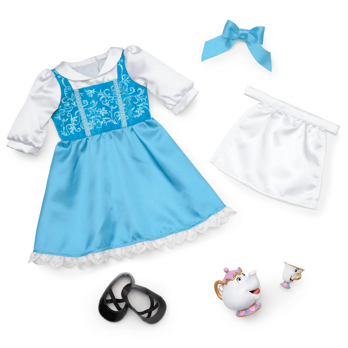 American Girl® Disney Princess Belle Blue Dress, Mrs. Potts, Chip & Accessories for 18-inch Dolls