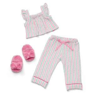 Raquel's™ Coastal Stripes Pajamas for 18-inch Dolls (Girl of the Year™ 2026)