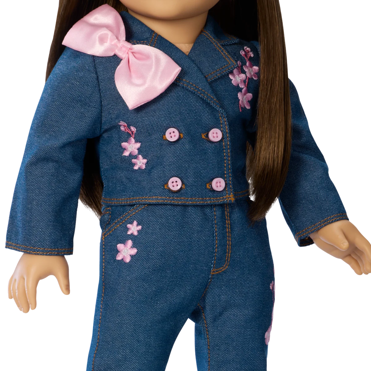 AG™ x Harlem’s Fashion Row Cherry Blossom Couture Embroidered Jean Set for 18-inch Dolls