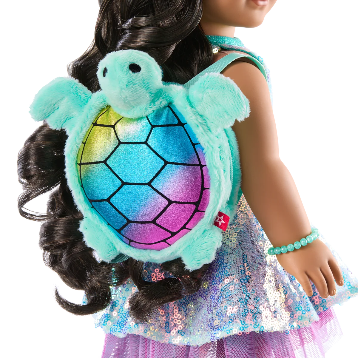 Glam Shimmering Ocean Outfit & Shimmering Sea Turtle Backpack & Accessory Set Bundle