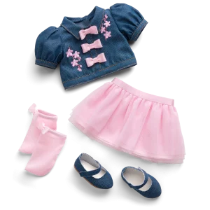AG™ x Harlem’s Fashion Row Cherry Blossom Couture Buttoned-Up Bows Top & Skirt for 18-inch Dolls
