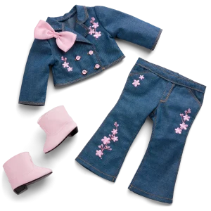 AG™ x Harlem’s Fashion Row Cherry Blossom Couture Embroidered Jean Set for 18-inch Dolls