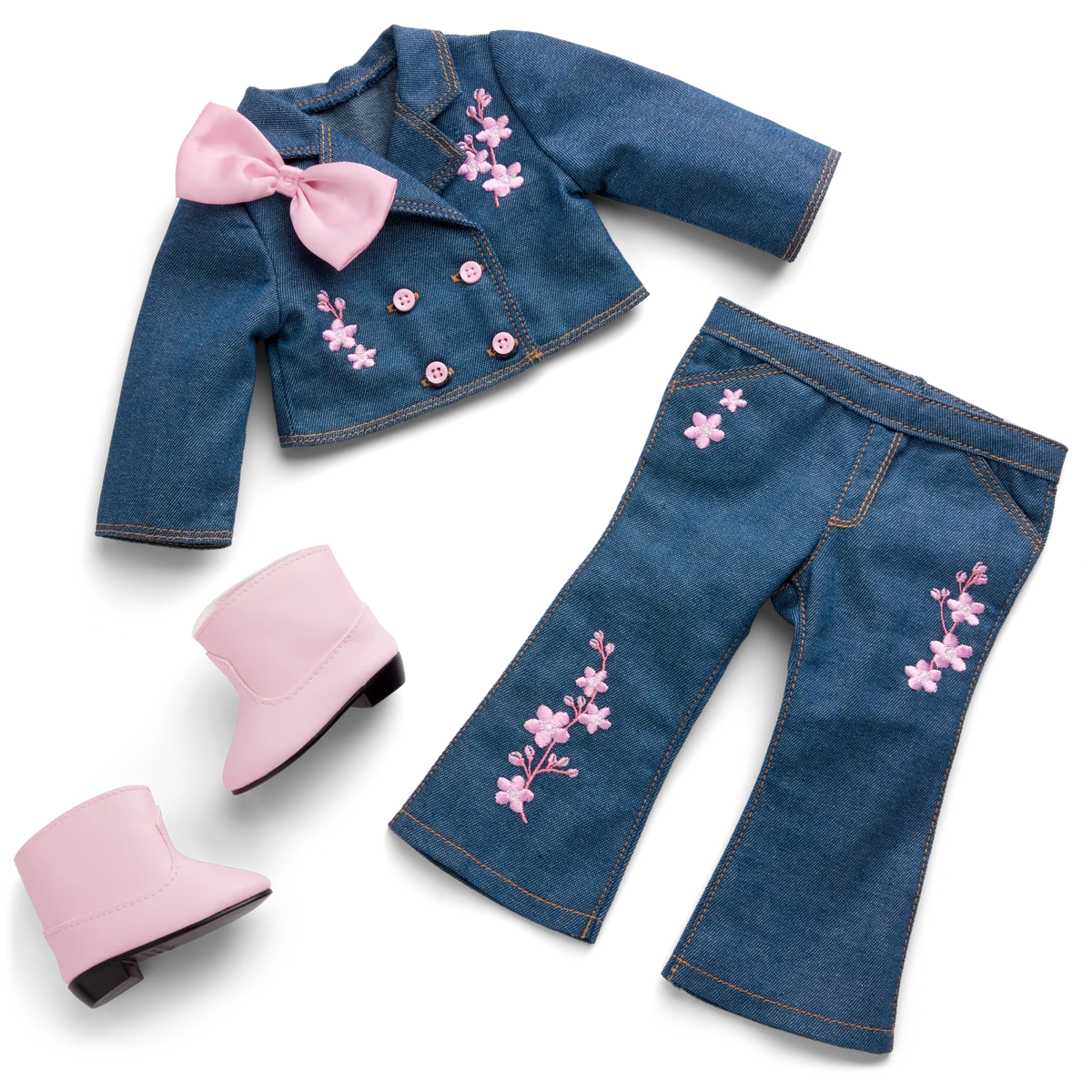 AG™ x Harlem’s Fashion Row Cherry Blossom Couture Embroidered Jean Set for 18-inch Dolls