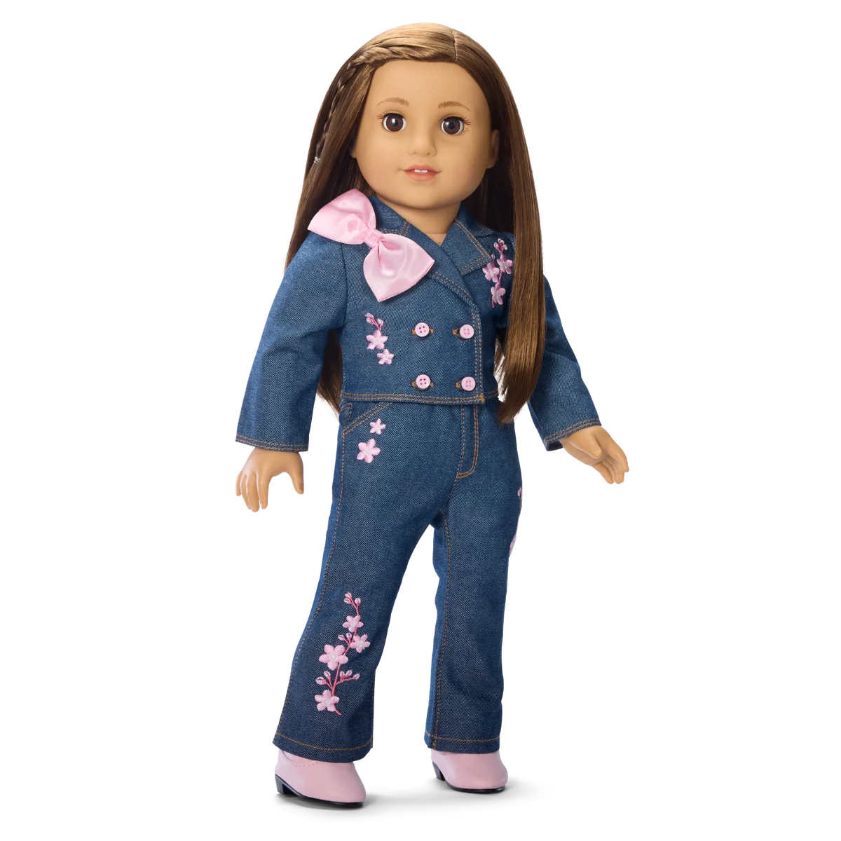 AG™ x Harlem’s Fashion Row Cherry Blossom Couture Embroidered Jean Set for 18-inch Dolls
