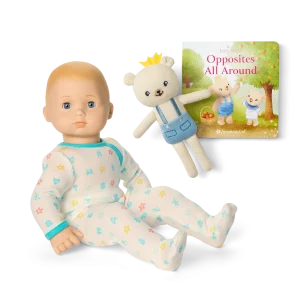 Bitty Baby® Doll #3 in Pastel Blue + Bear Friend & Board Book