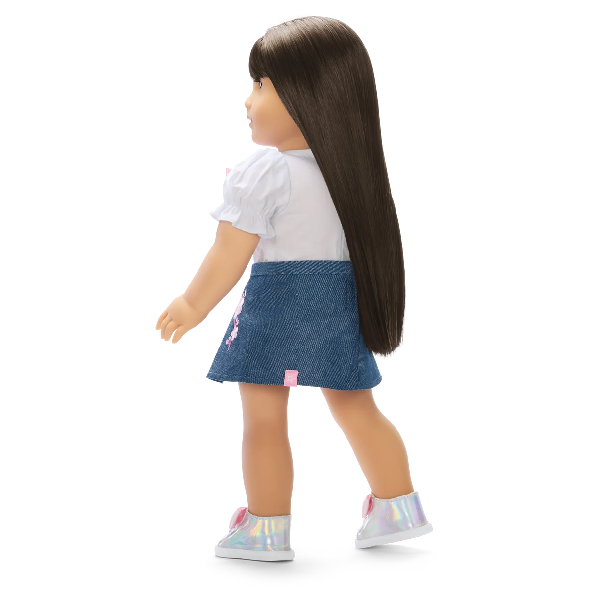 AG™ x Harlem’s Fashion Row Cherry Blossom Couture Bow Shirt & Jean Skirt for 18-inch Dolls