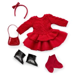American Girl® x Something Navy Crimson Sparkle Sweater Dress for 18-inch Dolls