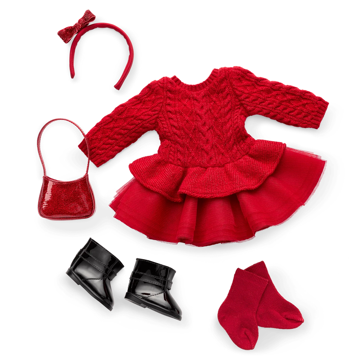 American Girl® x Something Navy Crimson Sparkle Sweater Dress for 18-inch Dolls
