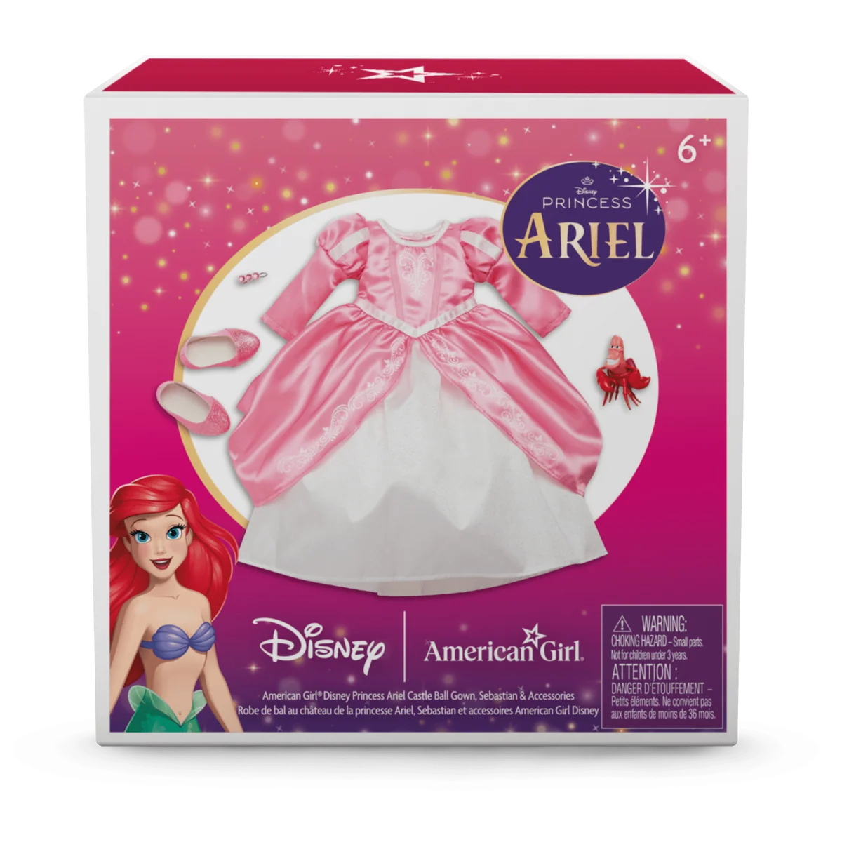 American Girl® Disney Princess Ariel Castle Ball Gown, Sebastian & Accessories for 18-inch Dolls