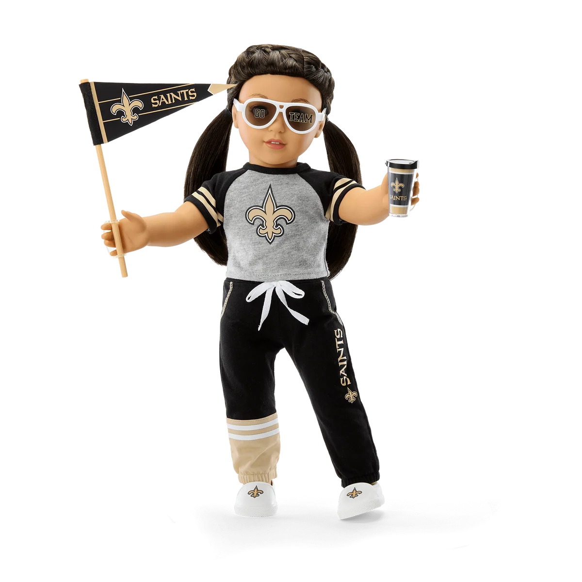 American Girl® x NFL New Orleans Saints Fan Outfit & Accessories for 18-inch Dolls