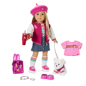 Truly Me™ 18-inch Doll #100, Puppy, Mini Backpack & Accessories AG™ Star Squad Bundle