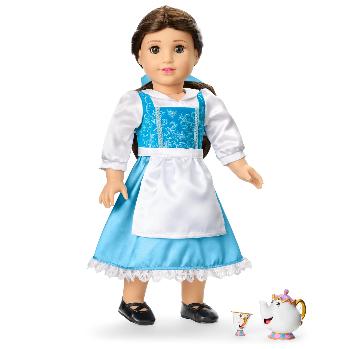 Disney Princess Belle Enchanted Castle Dining Set, Blue Dress & Friends Bundle for 18-inch Dolls
