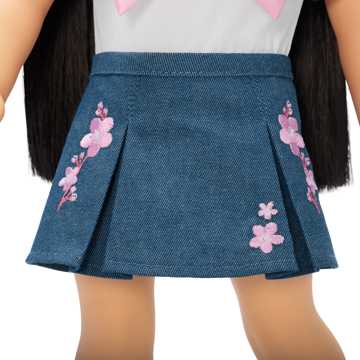 AG™ x Harlem’s Fashion Row Cherry Blossom Couture Bow Shirt & Jean Skirt for 18-inch Dolls
