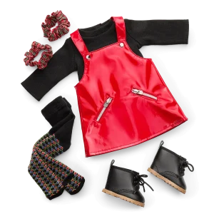Nicki’s™ Red Vinyl Jumper Outfit for 18-inch Dolls (Historical Characters)