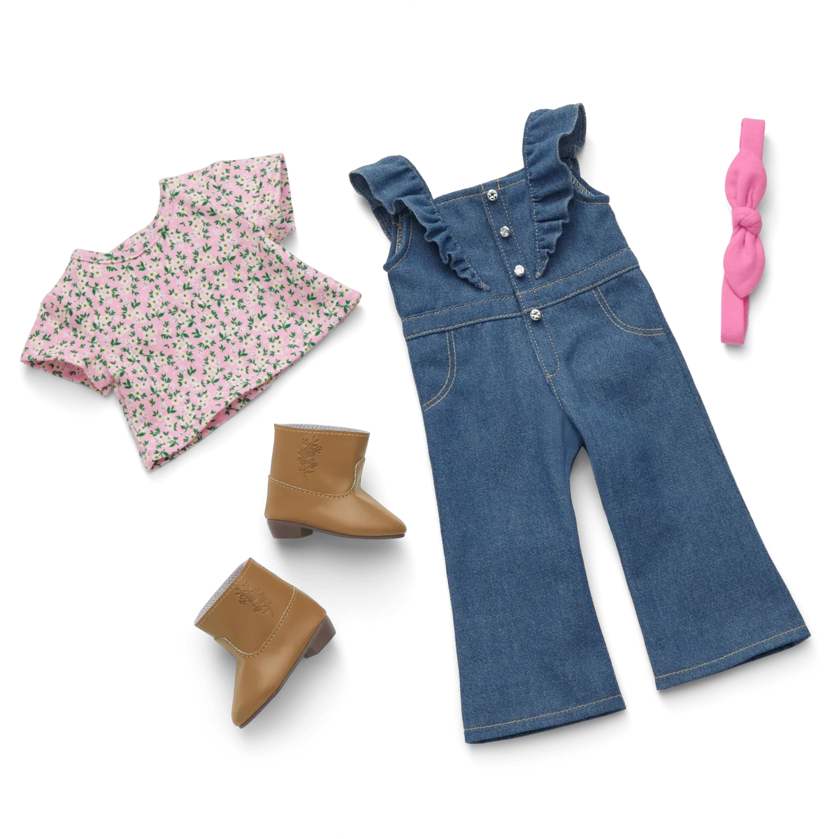 Western Flowers Denim Jumpsuit for 18-inch Dolls