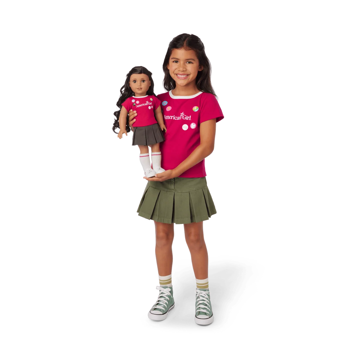 Matching AG™ Grin Pins Ringer Tee Set for Girls & 18-inch Dolls