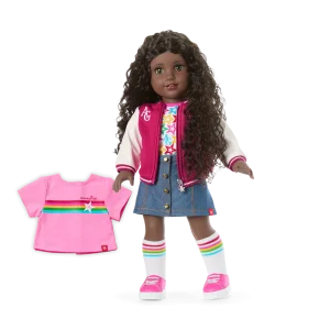 Truly Me™ 18-inch Doll #127 with curly dark-brown hair
