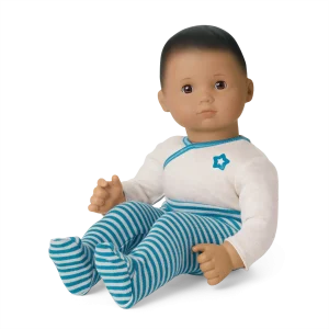 Bitty Baby® Doll #5 with dark brown hair in Soft Blue