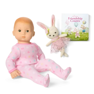 Bitty Baby® Doll #6 in Pastel Pink + Bunny Friend & Board Book