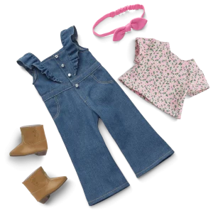 Western Flowers Denim Jumpsuit for 18-inch Dolls