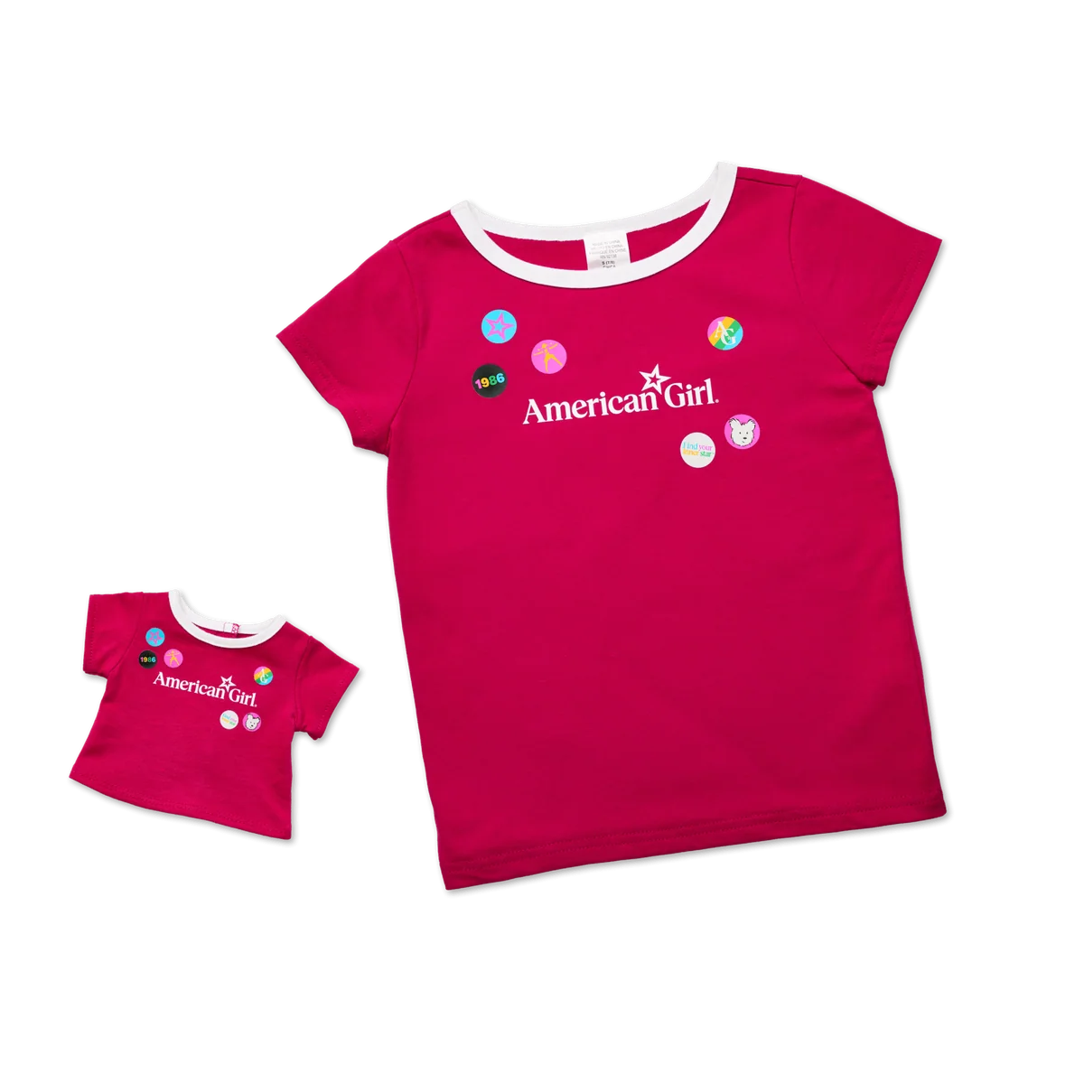 Matching AG™ Grin Pins Ringer Tee Set for Girls & 18-inch Dolls