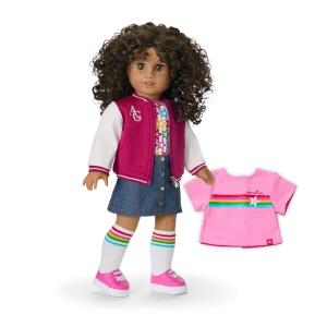 Truly Me™ 18-inch Doll #132 with curly dark-brown hair