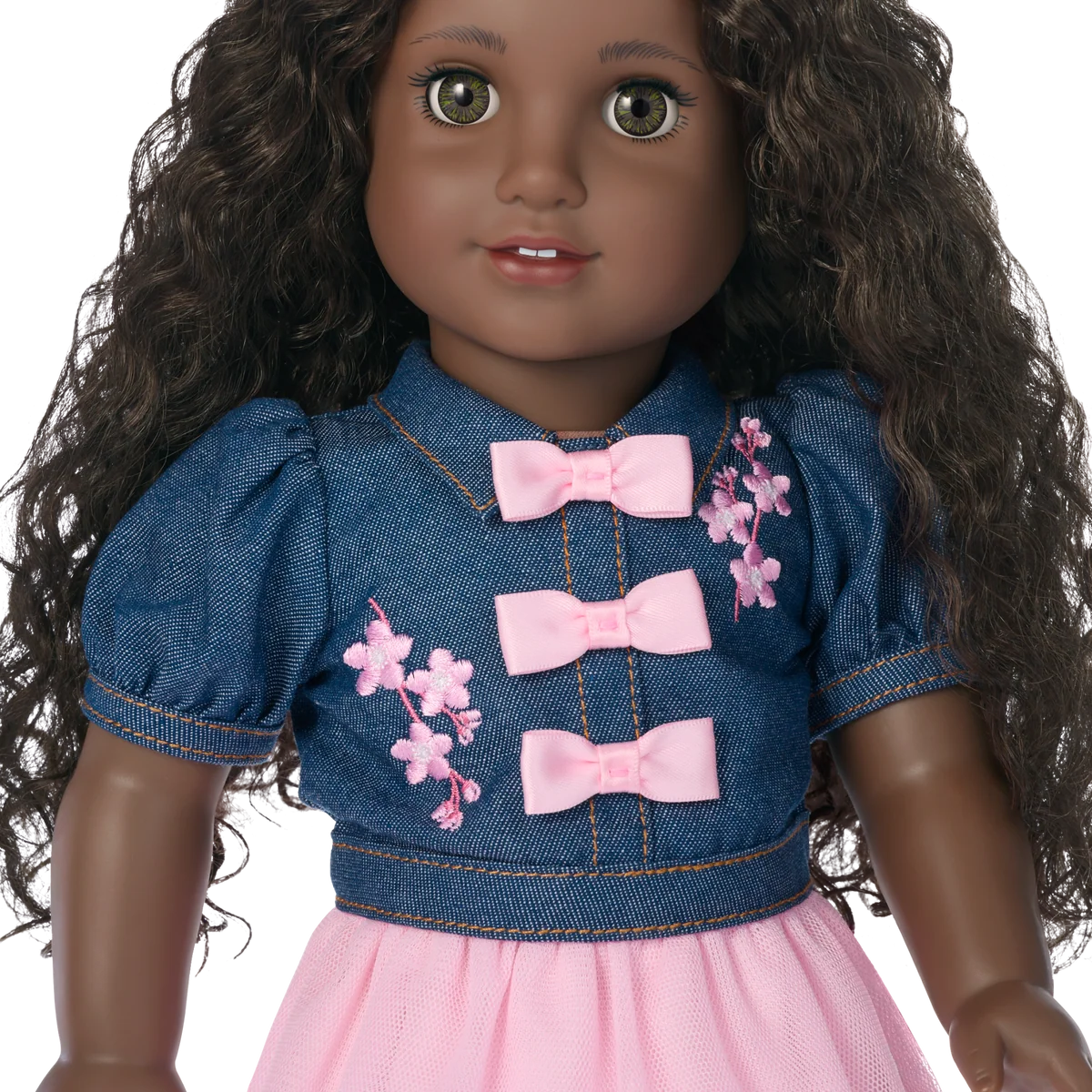 AG™ x Harlem’s Fashion Row Cherry Blossom Couture Buttoned-Up Bows Top & Skirt for 18-inch Dolls