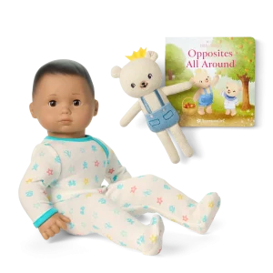 Bitty Baby® Doll #5 in Pastel Blue + Bear Friend & Board Book