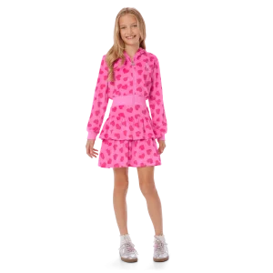 Pink Hearts Hoodie Dress for Girls