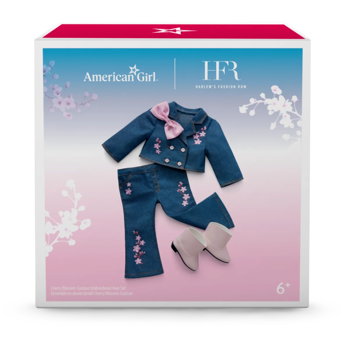 AG™ x Harlem’s Fashion Row Cherry Blossom Couture Embroidered Jean Set for 18-inch Dolls