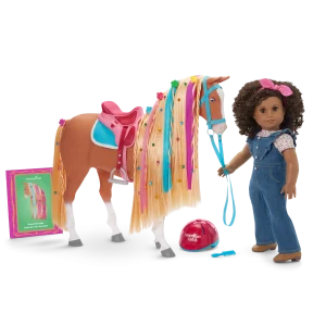 Chestnut Charm Horse & Western Flowers Denim Jumpsuit for 18-inch Dolls