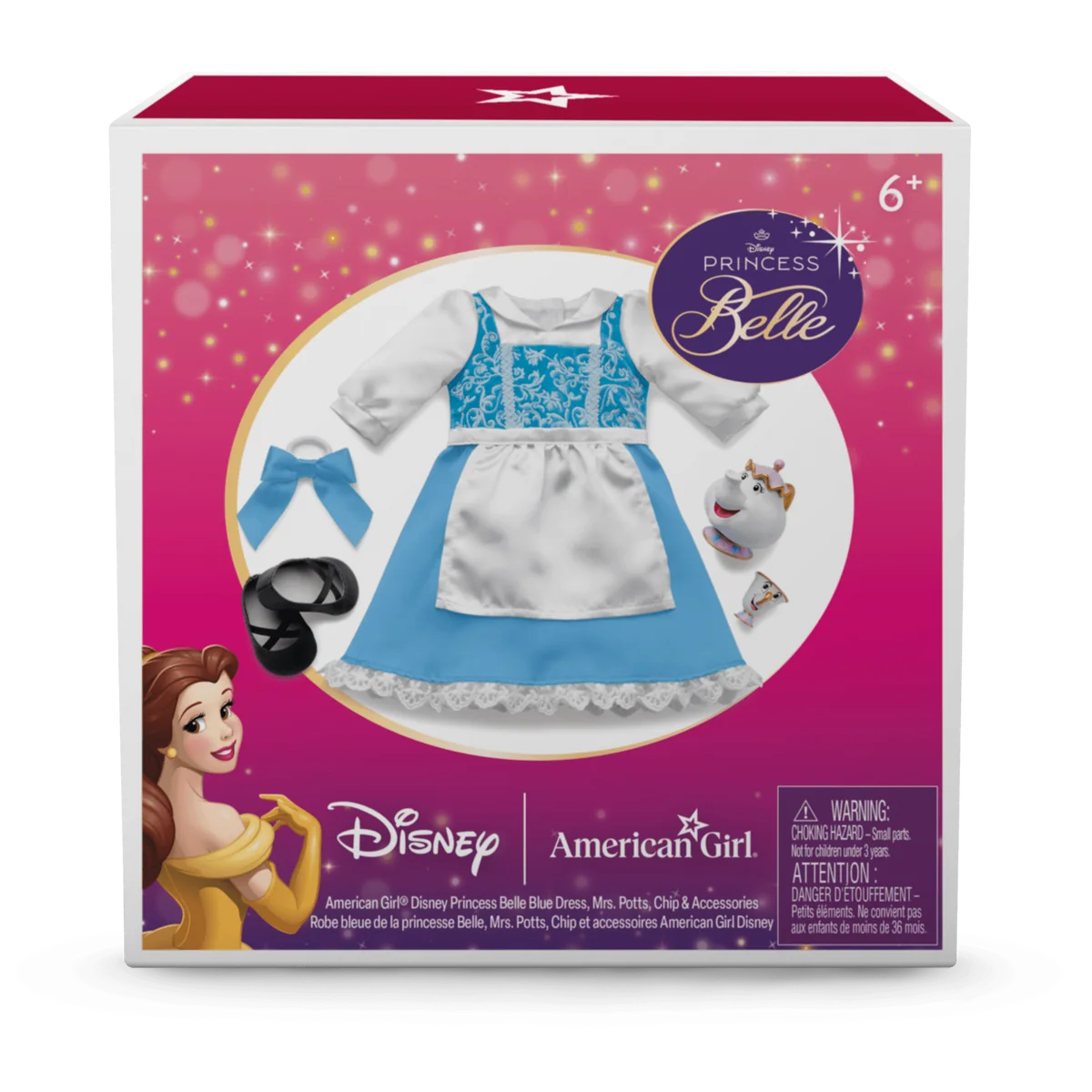 American Girl® Disney Princess Belle Blue Dress, Mrs. Potts, Chip & Accessories for 18-inch Dolls
