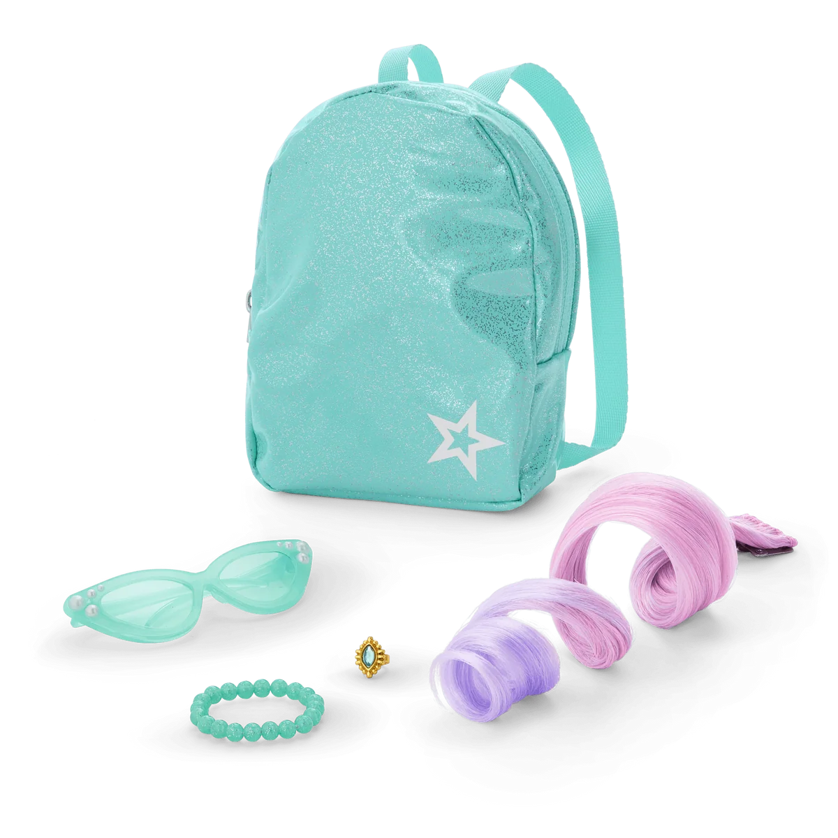 Glam Shimmering Ocean Outfit & Shimmering Sea Turtle Backpack & Accessory Set Bundle
